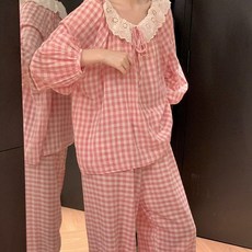 Mint Cocoa 女款蕾絲荷葉邊睡衣 上衣 + 下著套裝