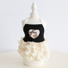 Chil-si 狗狗荷葉邊洋裝, 黑色, 1個