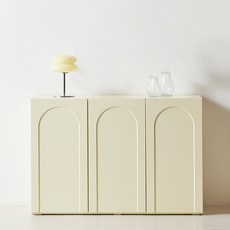 스칸디무드 국내제조 베네토 아치형 수납장 방문설치, 버터옐로우