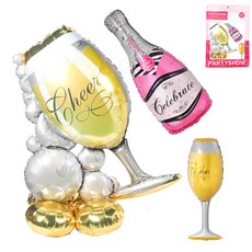 파티쇼 에어벌룬 은박풍선 + 와인잔 은박풍선 + 샴페인 은박풍선 세트, 1세트, 버블리와인글래스(에어벌룬)