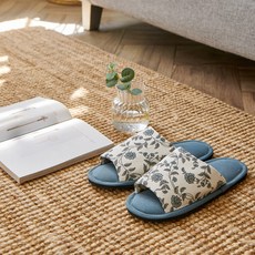 HANIL CARPET Botany 純棉厚實靜音室內拖鞋, 1個, 藍色