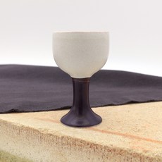 月鹽陶瓷雙色把手酒杯, 奶油白+深紫, 4個