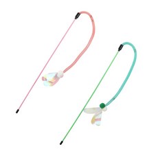 아티펫 고양이 곤충날개 그물 벨 스틱 장난감 2종 세트, 핑크, 그린, 1세트