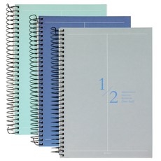 數學筆記本 3入, 海軍藍，灰色，薄荷色, 1套