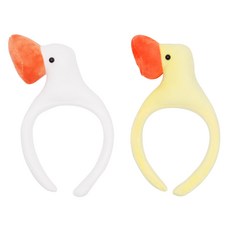 Party09 鴨子髮箍 2入組, 1套, 黃色, 白色