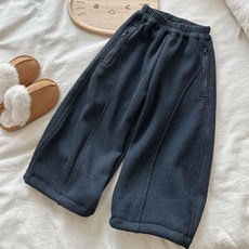 HARAROI 兒童款剪裁線條厚刷毛運動褲