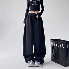 德芙洛商務 女款Y2K抓褶長版寬版運動褲