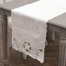 Ma Maison 經典亞麻桌旗 TRMV5-240, 6人用(240 x 45 cm), 白色, 1個
