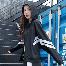 I Love Fit女款蝙蝠袖雙線條連帽拉鍊外套