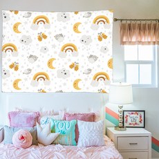 現代風大型插畫布海報, 彩虹雲朵