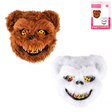 PARTYSHOW 絨毛殭屍面具 熊款 2入, 1套, 棕色，白色
