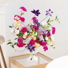 flowertree 人造花 春季經典庭園花瓶, 1個, 混合色