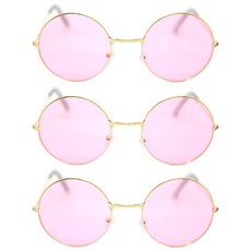 파티공구 칼라 원형 안경, 핑크, 3개