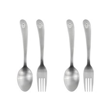 熊熊圖案不鏽鋼餐具組, 湯匙 2入+叉子 2入, 單色