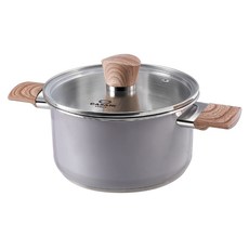 CASANI 電磁爐適用Selva系列木質雙耳湯鍋+玻璃鍋蓋, 混色, 20cm