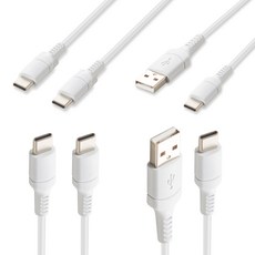 플라이토 C to C 케이블 1.5m + 3m + USB to C 케이블 1.5m + 3m 세트, 화이트, 1개