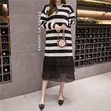 Damon 孕婦條紋長袖連身裙 day344