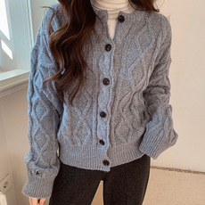 LINDASHOP 女款寬鬆扭紋針織開襟衫 CD1774K1C