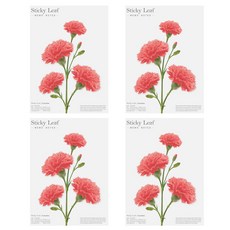 어프리 스티키리프 베이직 점착메모지 카네이션 L, 레드, 4개