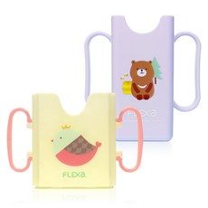 FLEXA 牛奶豆漿杯架 + 迷你包杯架組合, 1套, 黃色小鳥, 紫色小熊(迷你包)