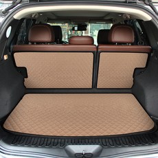 GMZ MOTORS 絎縫皮革 New QM6 2020年式 車用第二排椅背 + 後車廂車宿墊套組, 鞍棕色, 請參考內容