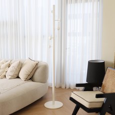 숲속애 원목 라운드 스탠드 옷걸이, 화이트