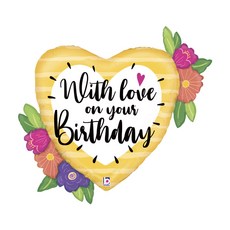 GRABO With Love 生日花朵鋁箔氣球, 混色, 1個