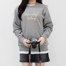 험블스튜디오 여성용 론리 투데이 레터링 맨투맨 티셔츠 FF540