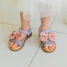 Bimbo Bimba 女童亮片蝴蝶結裝飾涼鞋