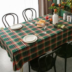 Market Pio 復古格子桌布, 綠色格子, 100 x 140 cm, 1個