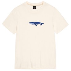 Okstar 短袖上衣 鯨魚刺繡款, 奶油白