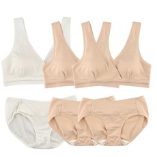 MOMBA 莫代爾V型哺乳內衣褲組 內衣 3入+內褲 3入