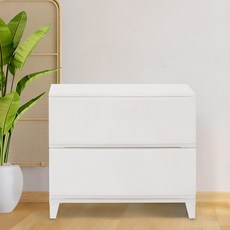 Bonohouse 台灣製造 簡約寬版兩層抽屜櫃, 1個, 白色