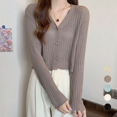 엘쏘 여성용 솔리드 브이넥 숏 가디건