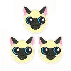 電繡布貼 貓咪, 檸檬黃, 2個