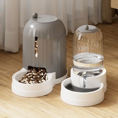 PASTEL PET 寵物圓頂半自動餵水器組, 灰色, 1套