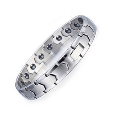 Herb Plus Health Plus純黑色魅力鍺保健手鍊 銀色線條, 1個