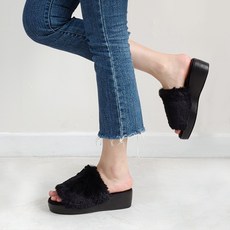 여성용 복실이 통굽 외출용 털 슬리퍼