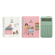 Pinkfoot 小狗記帳本 2款+計算機, 隨機出貨(記帳本)+薄荷綠(計算機), 1組