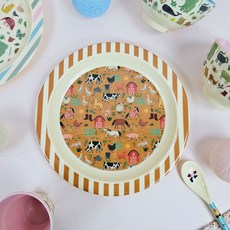 rice 丹麥兒童深盤 棕色農場, 混色, 1個