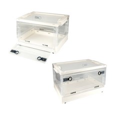 리빙선데이 오픈형 투명 접이식 리빙박스 33L, 화이트, 2개