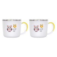 貓頭鷹孩童不鏽鋼單耳水杯, 2入, 混色