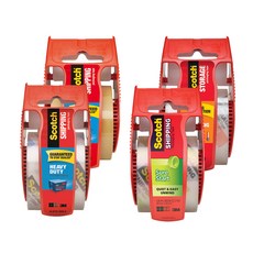 3M Scotch 優質包裝用膠帶 超強力透明+棕色+保管用透明+低噪音透明組 48mm*20m, 混色, 1套