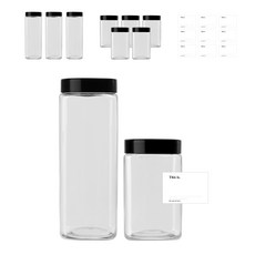 方型雜糧收納罐 6入+方型雜糧收納罐 4入+標籤貼紙 N20S 10入, 混色