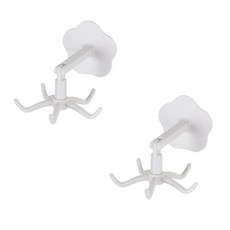 더벨라 벽걸이 강력 투명 접착 회전 문어발 후크걸이, 화이트, 2개