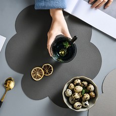 雲朵造型皮革餐墊, 灰色, 32.5 x 42 cm