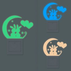 Yeso Deco 夜光開關裝飾貼紙 05 愛心兔 3件組, 混合色