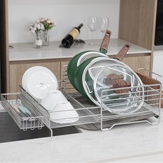 veliche 滑動式304伸縮碗盤瀝水架, 1層, 全不鏽鋼, 1個