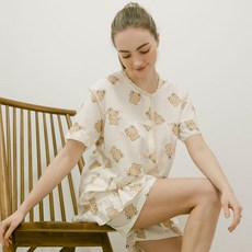 안나앤코 여성 냉감 레이스 베어 반팔 상하세트