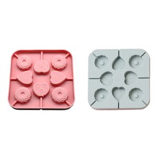 8格矽膠造型棒棒糖模具 2入+棒棒糖棍 100入, 藍色, 粉色, 1套